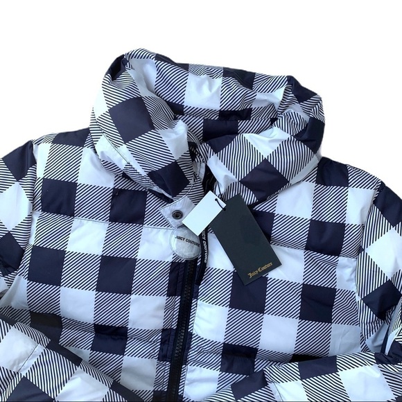 Juicy Couture Buffalo Check Plaid Heavy Warm Snow Winter Gingham Puffer Coat - Picture 15 of 16